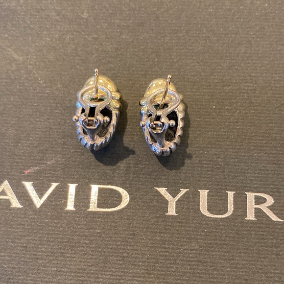 Authentic David Yurman Two Tone SS/ 14K Gold  Pierced Omega Clip Back Earrings - Picture 6 of 8